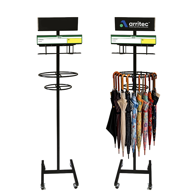 Modular Multi-Tier Umbrella Display Rack for Retail Stores