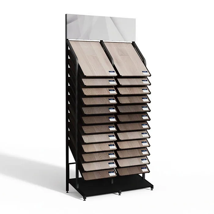 Vloerstalenrekken zorgen voor een slimmere productpresentatie in moderne vloerenshowrooms.