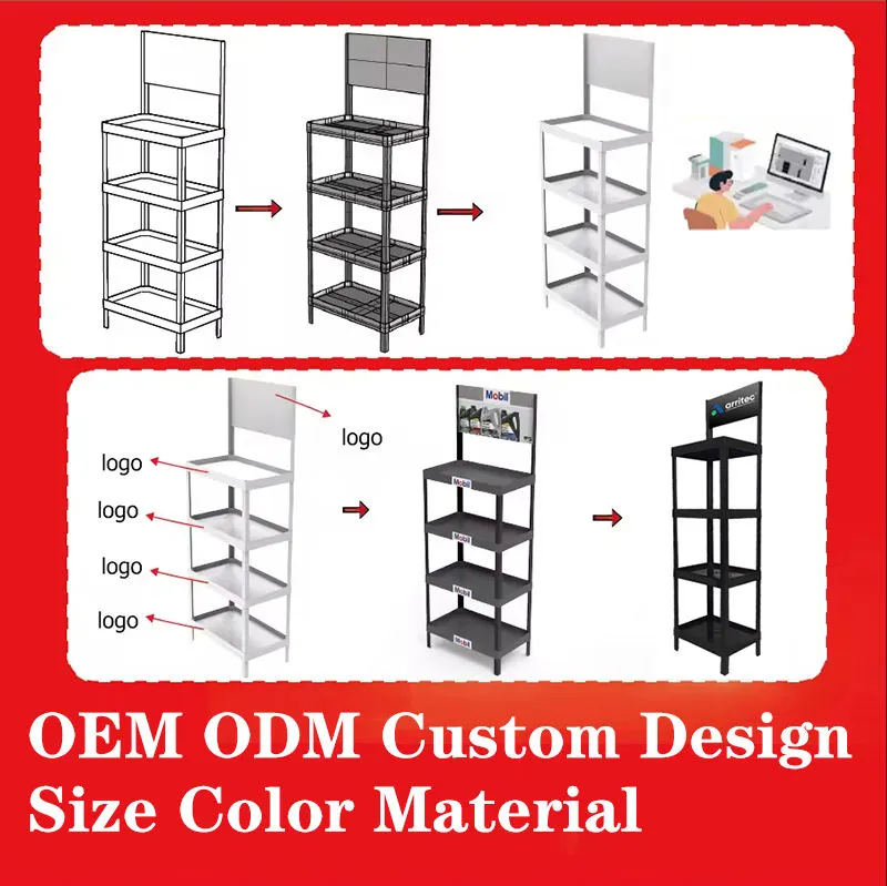 4 Tier Floor Standing Motor Oil Display Rack