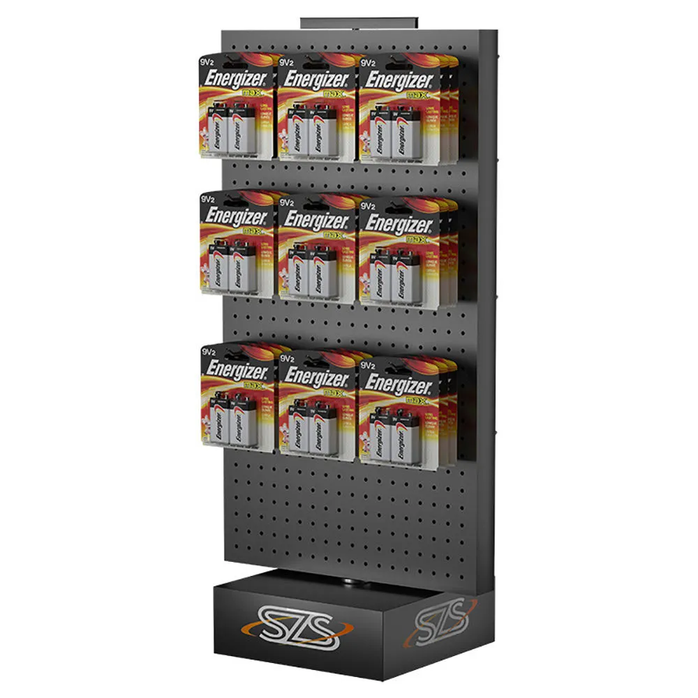 Double Sided Rotating Display Rack for Mobile Phone Accessories with Pegboard and Hooks