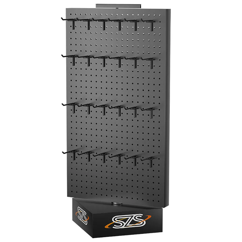 Double Sided Rotating Display Rack for Mobile Phone Accessories with Pegboard and Hooks