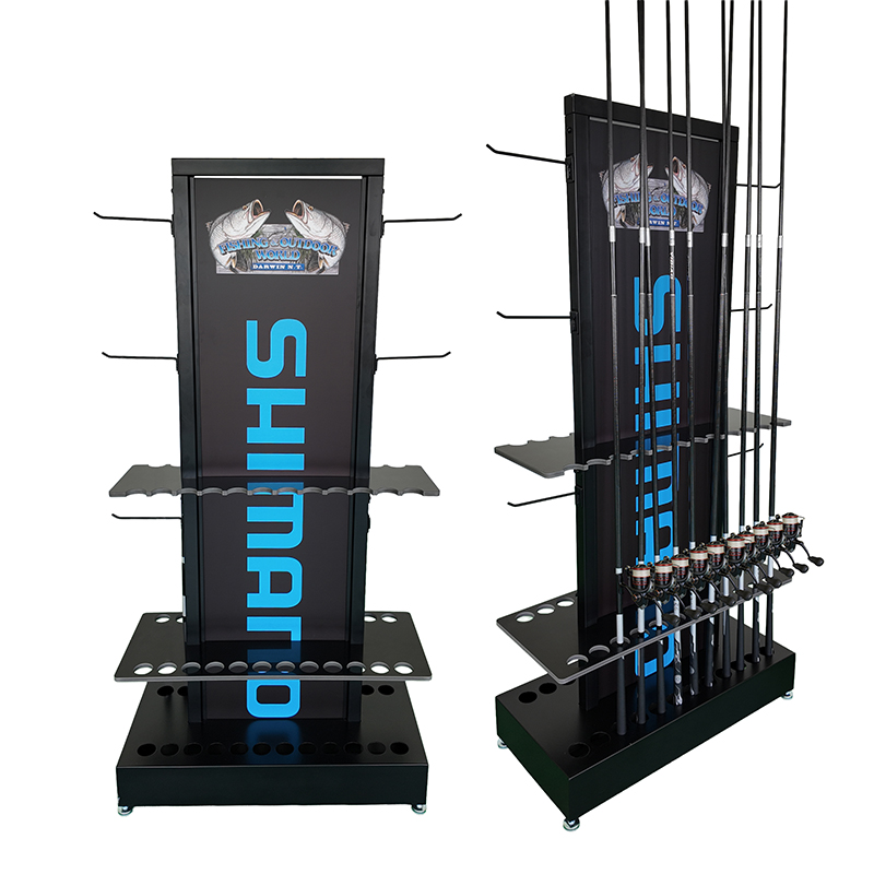 OEM ODM Factory Custom Fishing Rod Display Stand Metal Floor fishing rod Merchandising display Rack for Chain Store