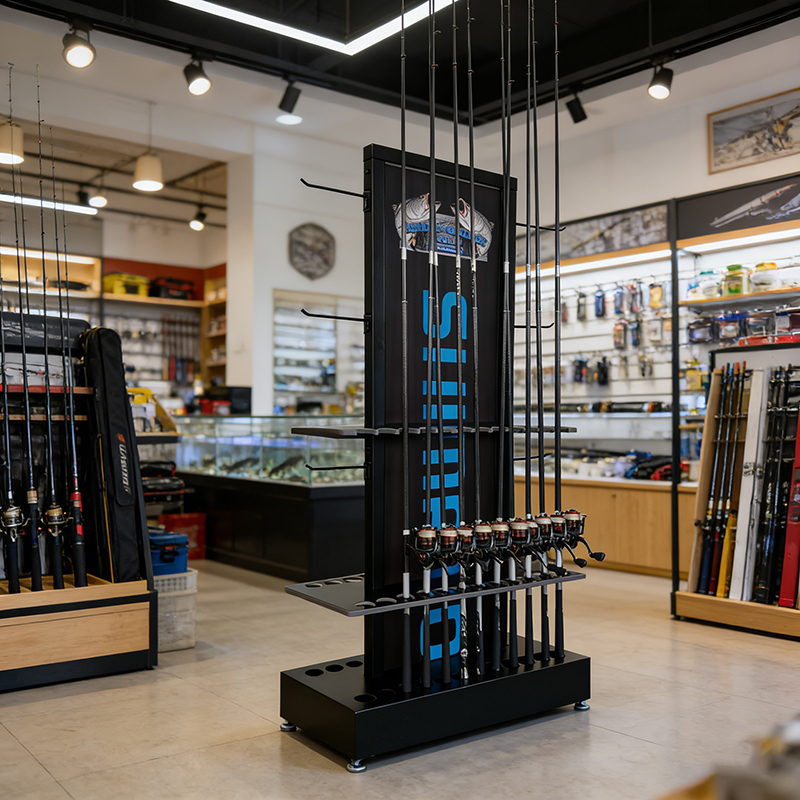 OEM ODM Factory Custom Fishing Rod Display Stand Metal Floor fishing rod Merchandising display Rack for Chain Store
