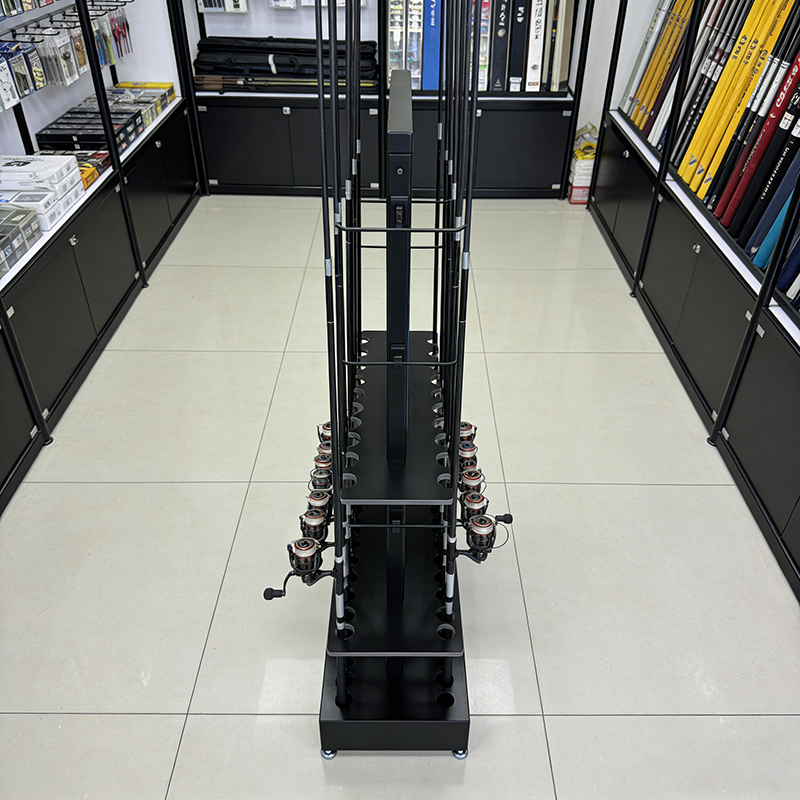 OEM ODM Factory Custom Fishing Rod Display Stand Metal Floor fishing rod Merchandising display Rack for Chain Store