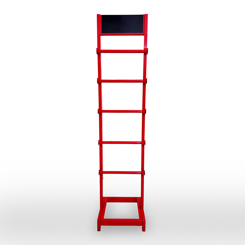 Custom Red Metal Flooring Fabric Roll Display Rack Wrapping Paper Display Stand Vinyl Roll Display Rack for Retail Store