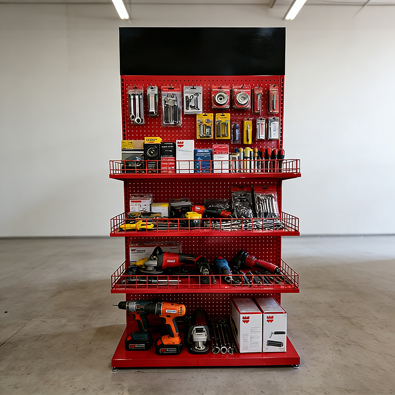 Hardware Shops Rack Shelf Metal Pegboard Gardening Tool Storage Rack Hardware Tools Stand with Customized Logo