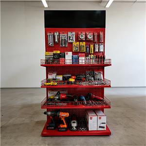 Hardware Shops Rack Shelf Metal Pegboard Gardening Tool Storage Rack Hardware Tools Stand with Customized Logo