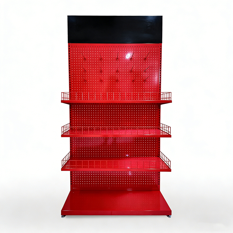 Hardware Shops Rack Shelf Metal Pegboard Gardening Tool Storage Rack Hardware Tools Stand with Customized Logo
