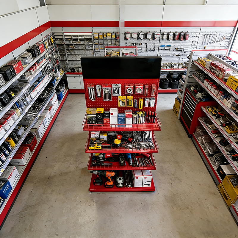 Hardware Shops Rack Shelf Metal Pegboard Gardening Tool Storage Rack Hardware Tools Stand with Customized Logo
