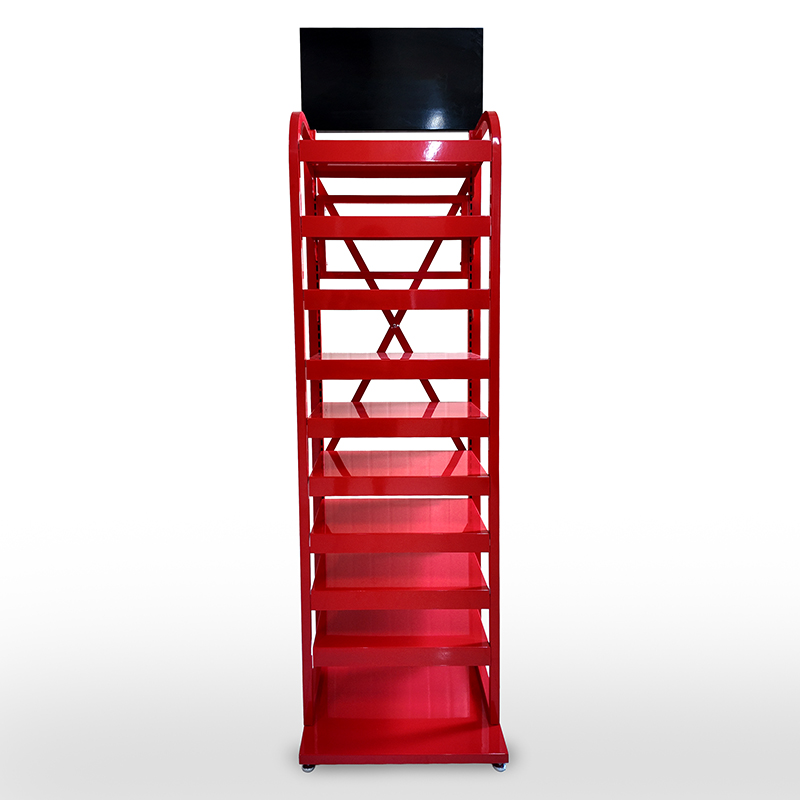 Custom Convenience Store Multi Tiers Beverage Display Stand Floor Metal Drink Display Stand with Logo Header