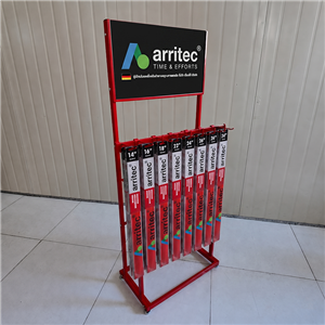 Custom Red Floor Metal Retail Windshield Wiper Display Rack with Hooks