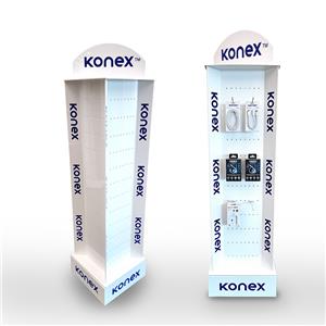Custom Rotating Cable Keychain Display Rack Floor Acrylic Phone Accessories Display Stand for Retail Store