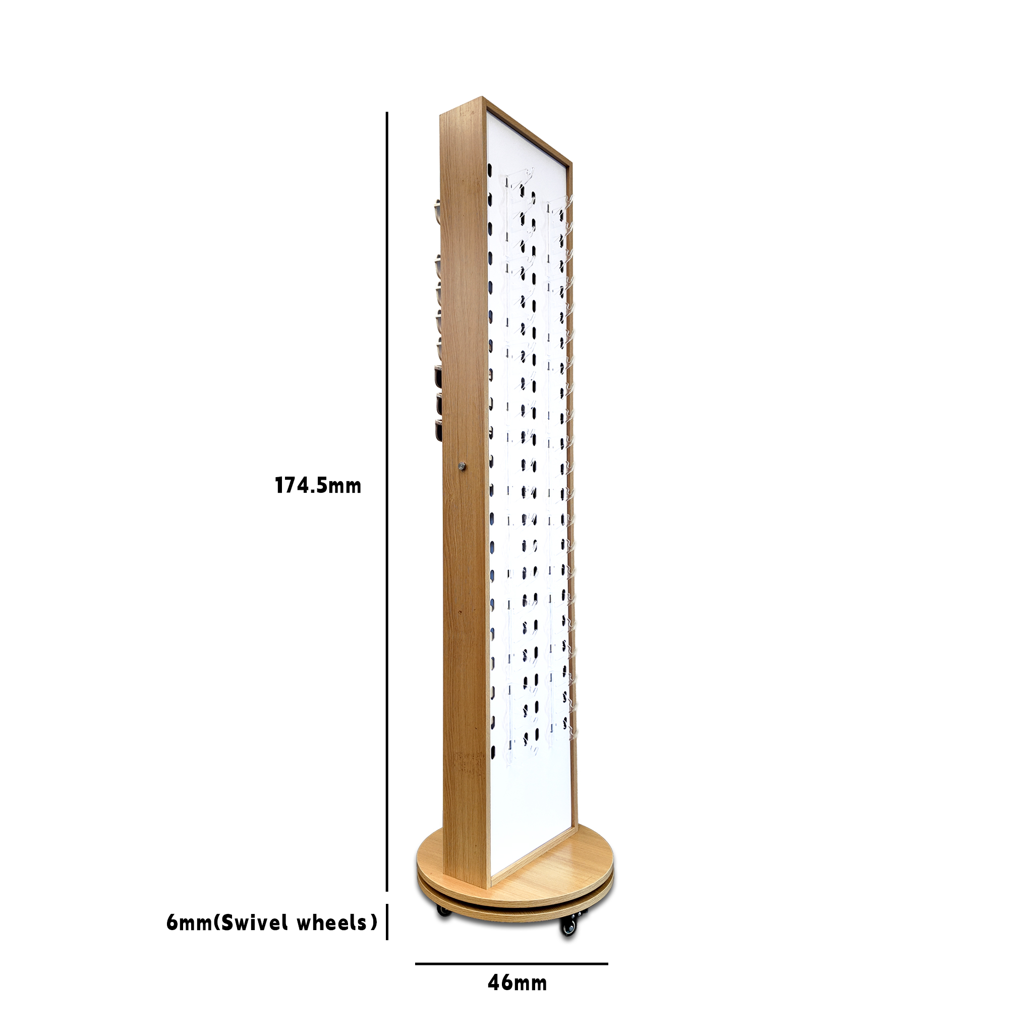 Custom Double Side Rotating Sunglasses Display Stand | Wood Floor Rack