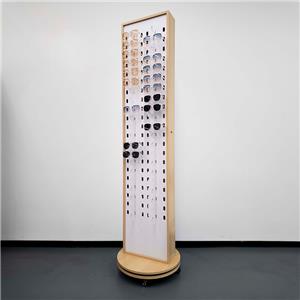Custom Double Side Rotating Sunglasses Display Stand | Wood Floor Rack