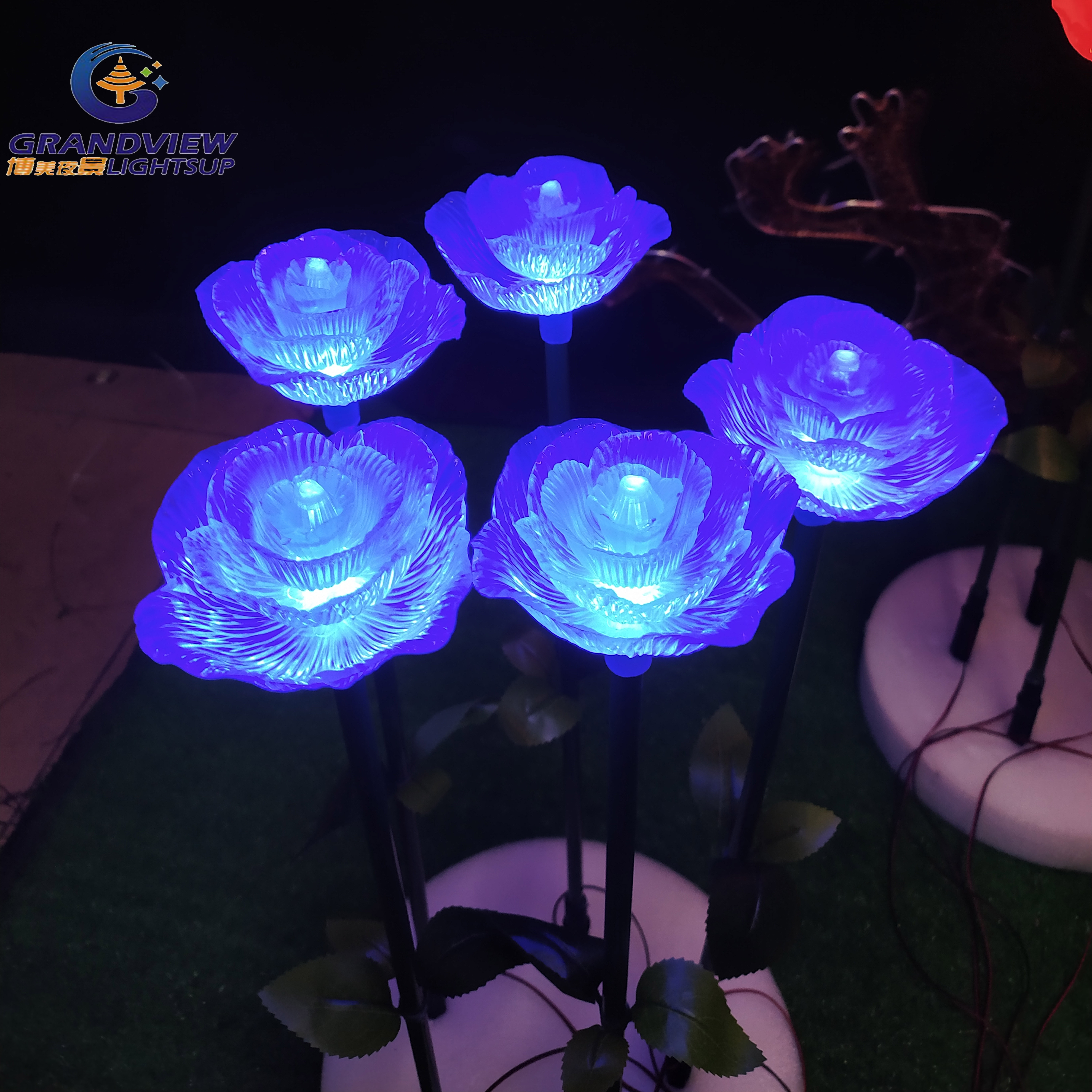 Led Artificial Rose Flower Park Dekorasyon Light