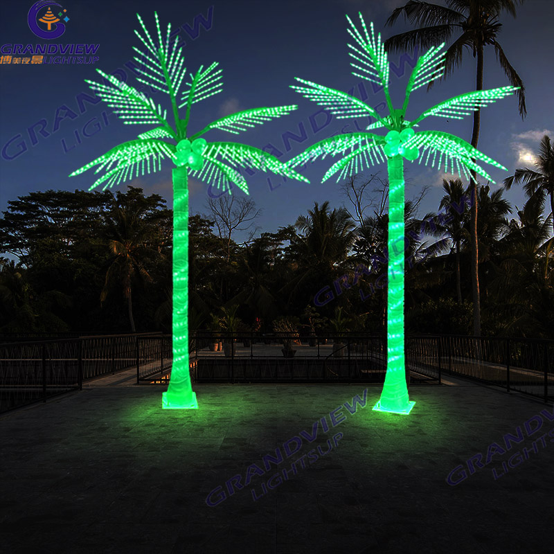 Panlabas na Artipisyal na Dekorasyon Coconut Lighted Palm Tree Light