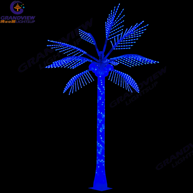 Decoración artificial al aire libre Luz de palmera iluminada con coco