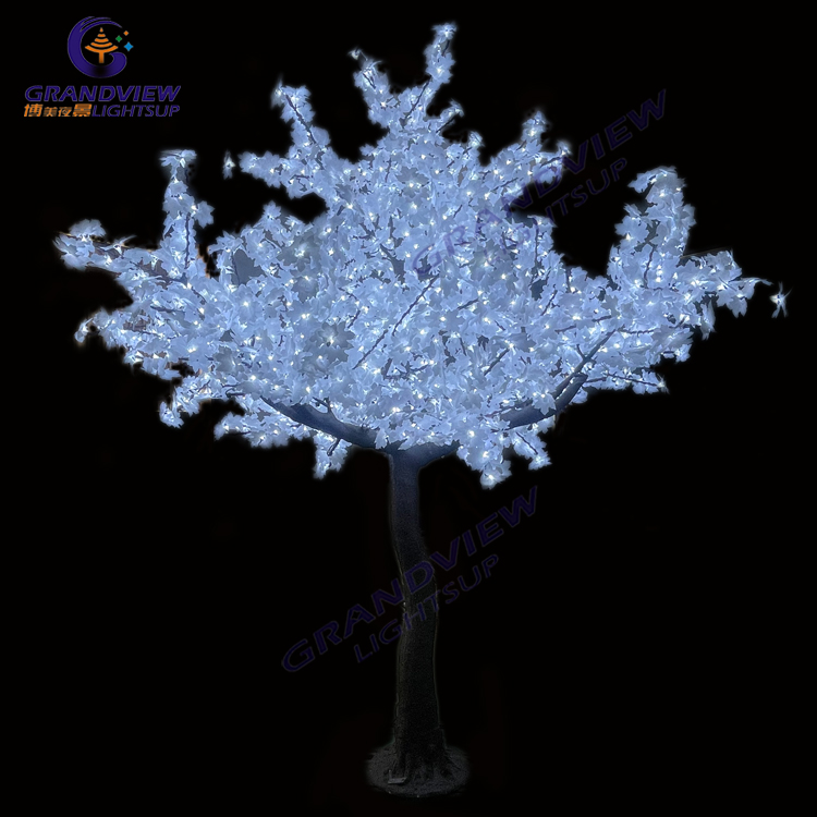 Outdoor Artificial White Leaf LED Maple Tree