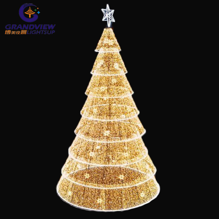 Albero di Natale a LED illuminato a spirale in metallo gigante 3D per esterni