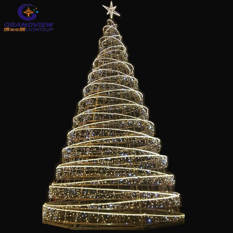 3D Outdoor Giant Metal Spiral Lighted Led Christmas Tree