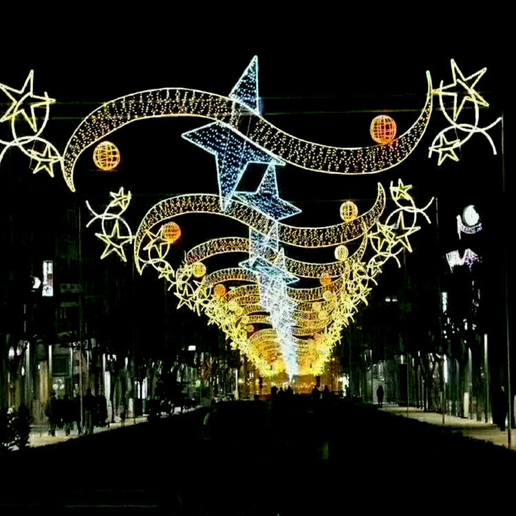 Kommerzielle LED-2D-Motive, Kreuz-Skyline-Dekoration, Weihnachts-Straßenlaterne