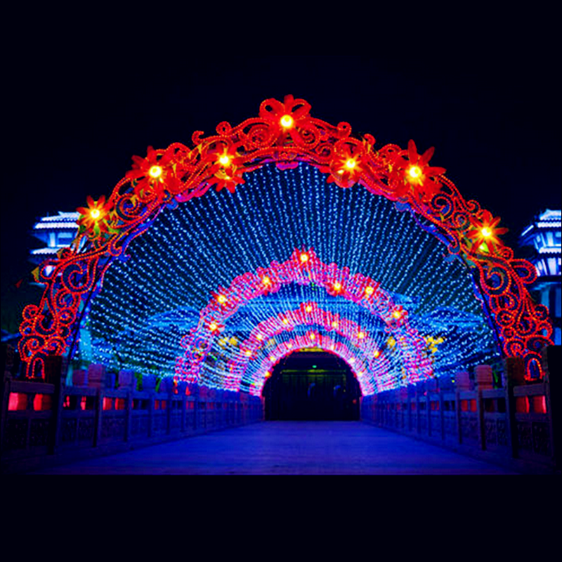 Farola de Navidad con decoración de horizonte cruzado con motivos 2d Led comerciales