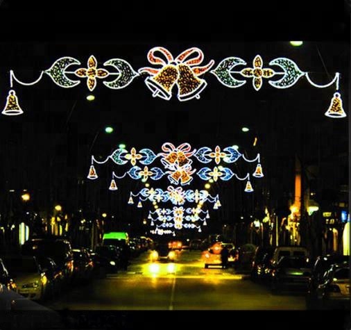 Commercial Led 2d Motifs Cross Skyline Decoration Xmas Street Light