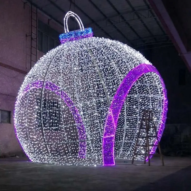 Lampu Krismas Bola Bulat Berwarna-warni Gergasi 3D