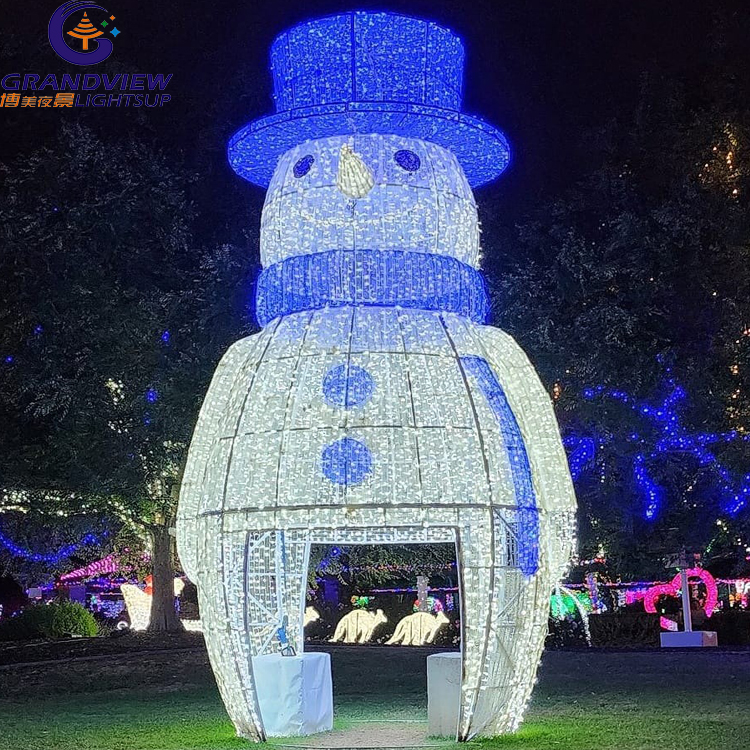 Luz LED de escultura navideña con motivo de muñeco de nieve