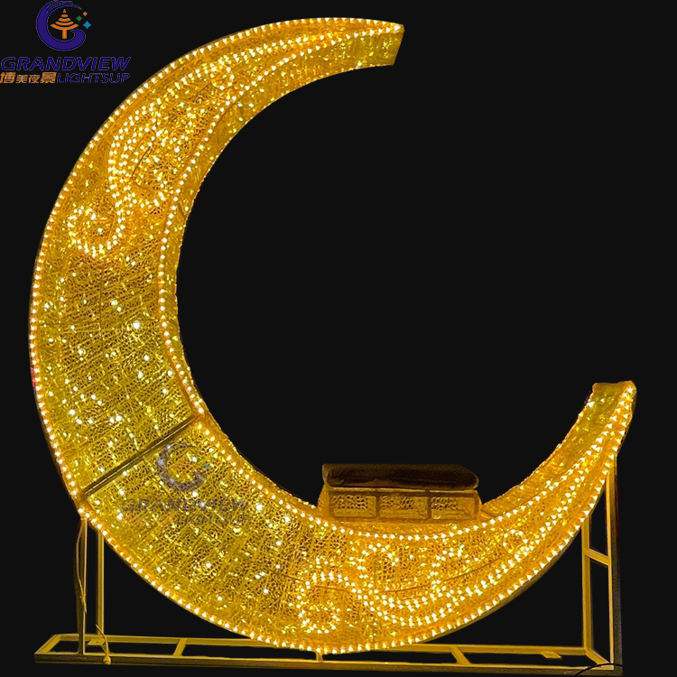 Lumière LED à motif croissant d'étoile du Ramadan