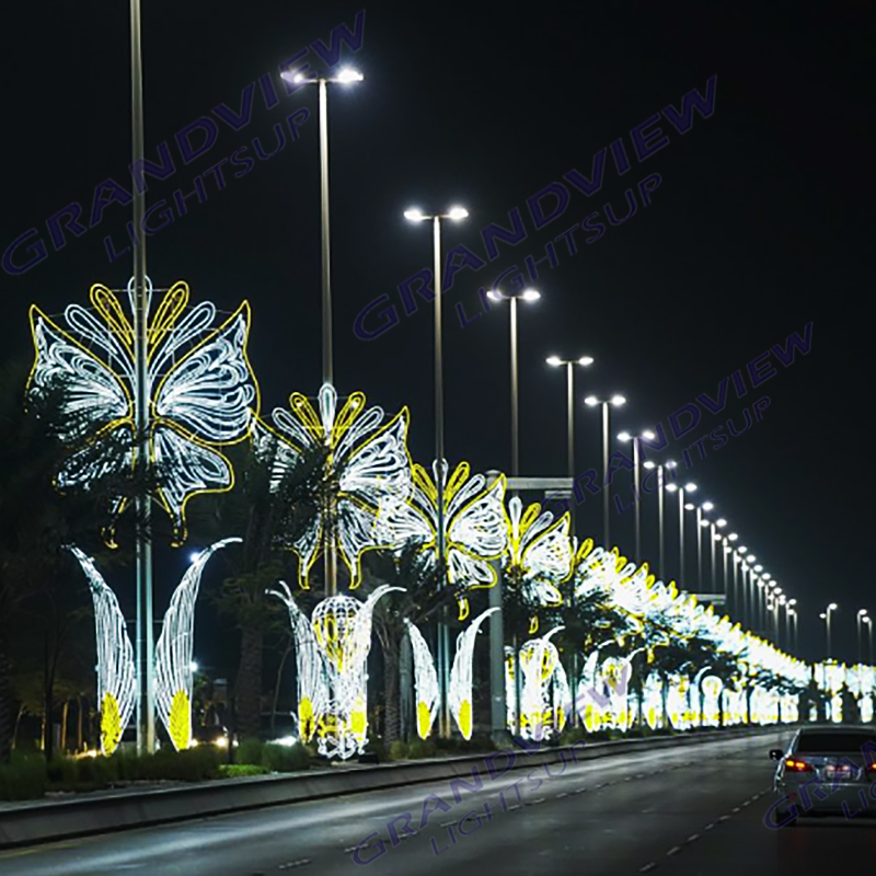 Ramadan Eid Mubarak Led Motif Pole Light For Muslim Decoration