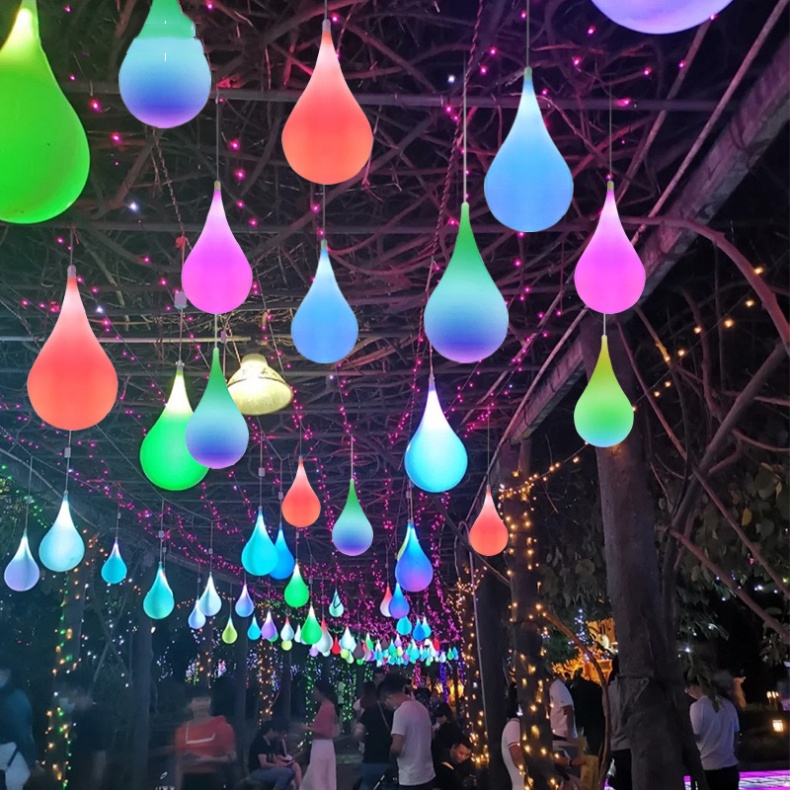 RGB LED hanging festival decorative water drop light