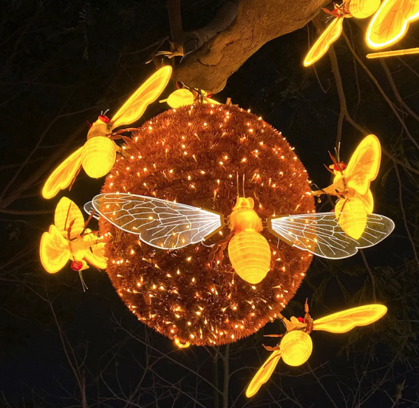 LED honeycomb bee-themed 3d motif light