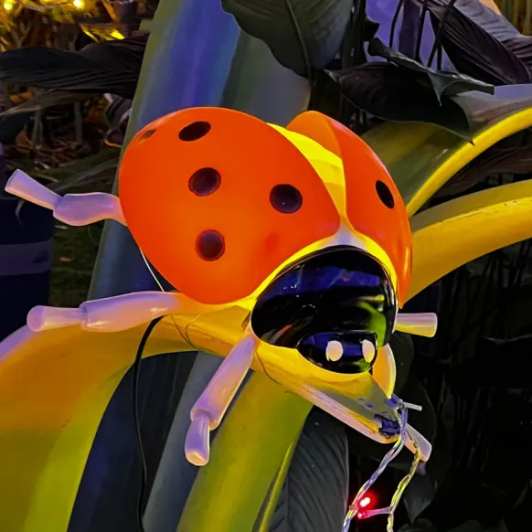 发光动物 3D 红色瓢虫花园装饰