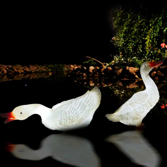 LED garden lights resin animal duck swan statue