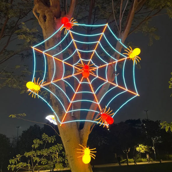 LED spider web decoracion lights