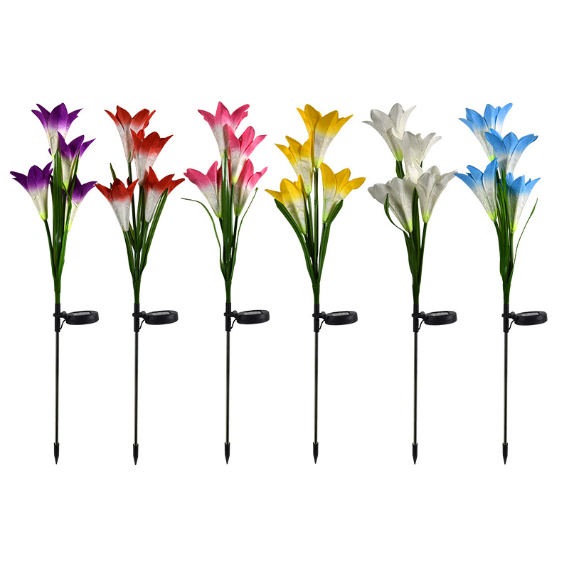 Solar lily flower garden stake lights