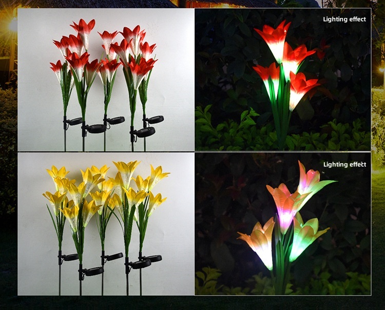 solar lily garden stake lights