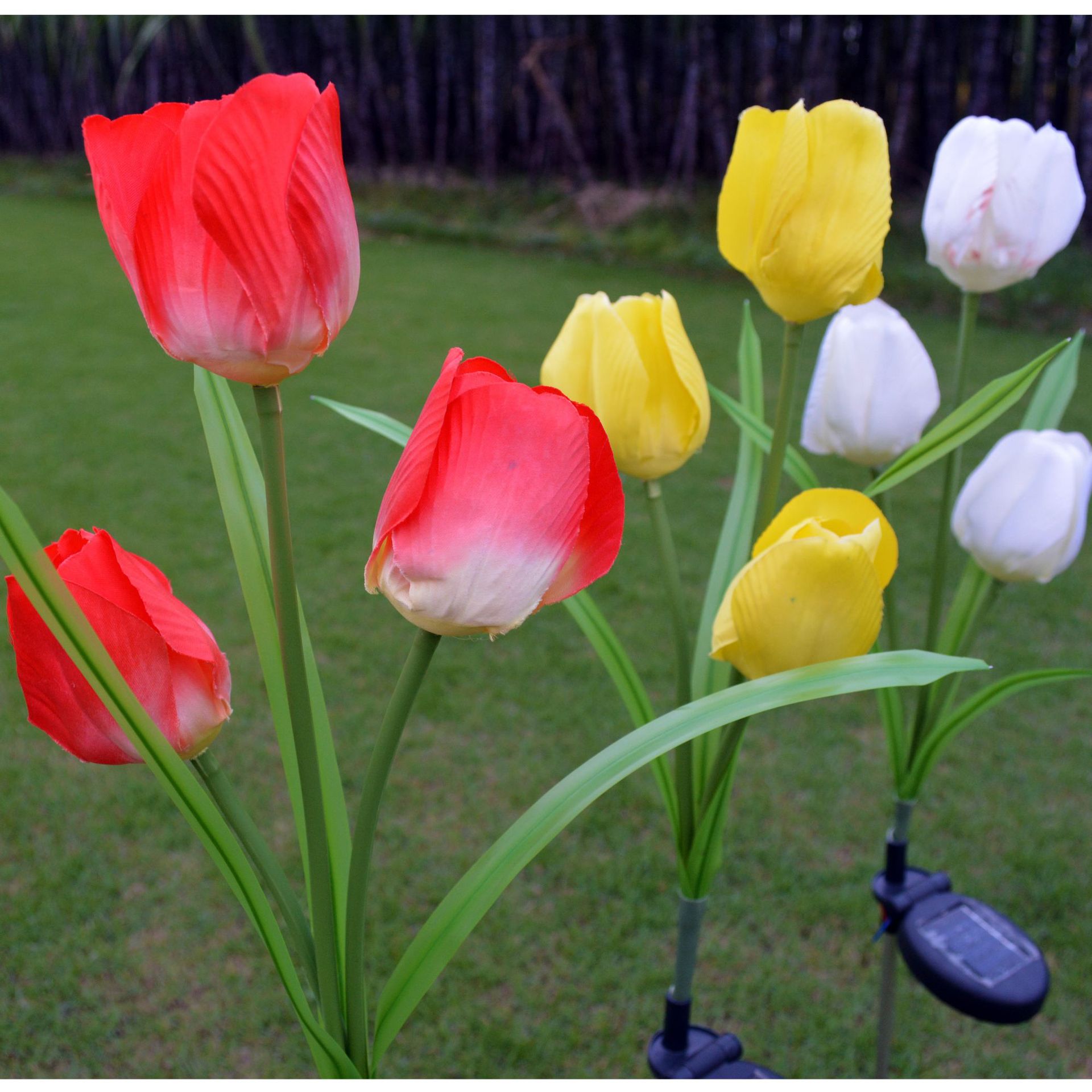 Outdoor solar powered tulip garden lights