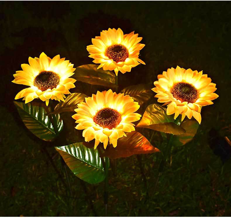 Panlabas na hindi tinatablan ng tubig na led solar sunflower garden stake