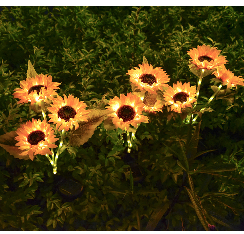 Estaca de jardín con forma de girasol solar y LED impermeable para exteriores