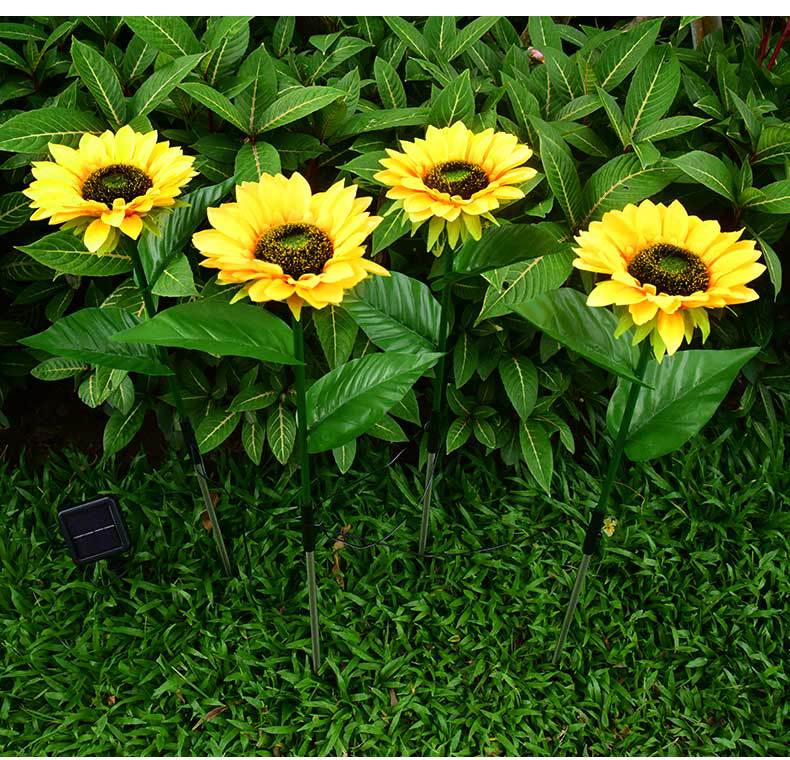 Panlabas na hindi tinatablan ng tubig na led solar sunflower garden stake