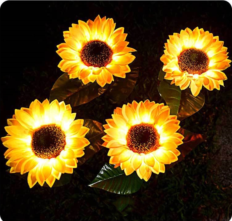 Paletto da giardino a girasole solare a LED impermeabile per esterni