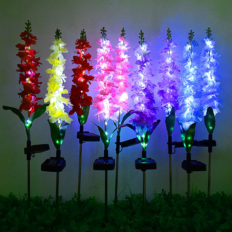 Solar hyacinth flower led pathway lights