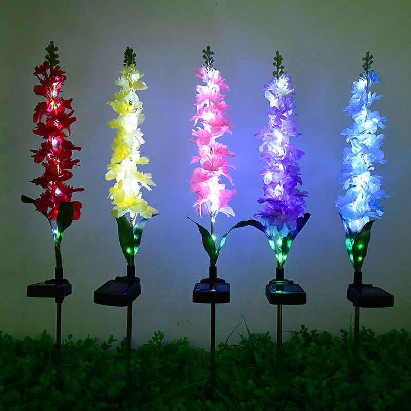 Luci solari a LED per vialetti con fiori di giacinto