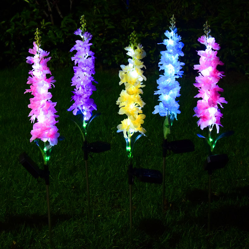 Solar hyacinth flower led pathway lights