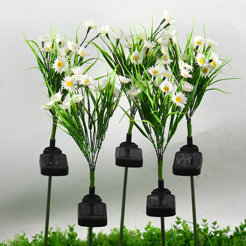 Chrysanthemum solar garden stake artificial flower lights