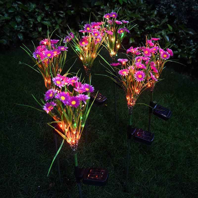 Chrysanthemum solar garden stake artificial flower lights