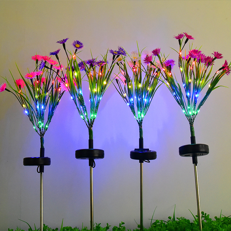 Chrysanthemum solar garden stake artificial flower lights