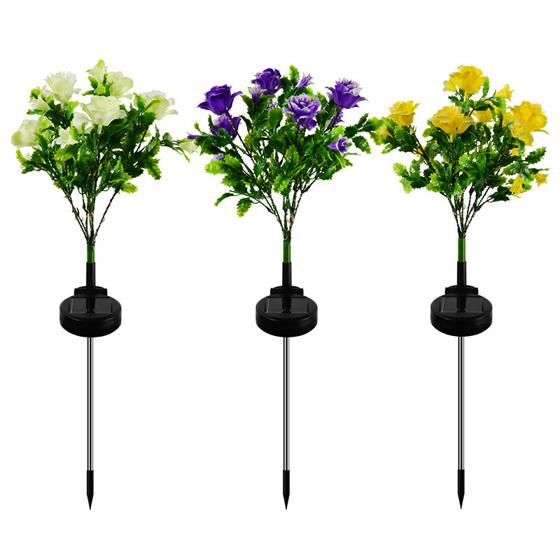 Solar artificial carnation flowers stake lights